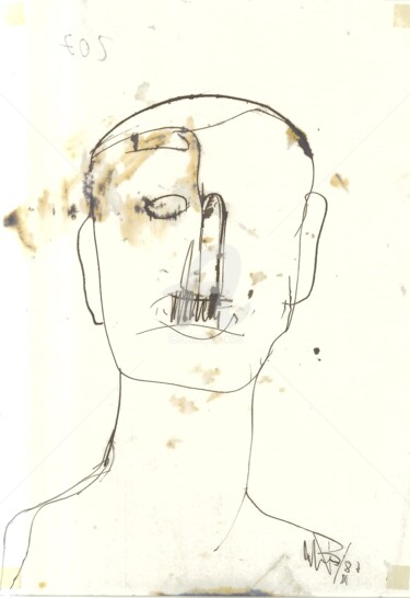 Disegno intitolato "baffi impossibili" da Bruno, Opera d'arte originale, Inchiostro
