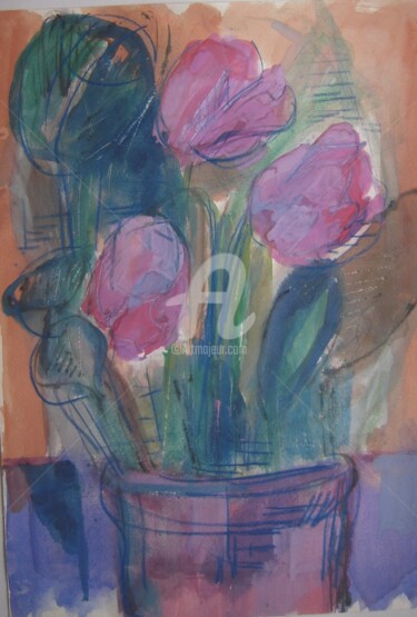 Disegno intitolato "vaso-di-fiori" da Bruno, Opera d'arte originale, Altro