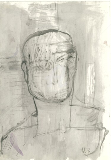 Disegno intitolato "uomo triste" da Bruno, Opera d'arte originale, Inchiostro