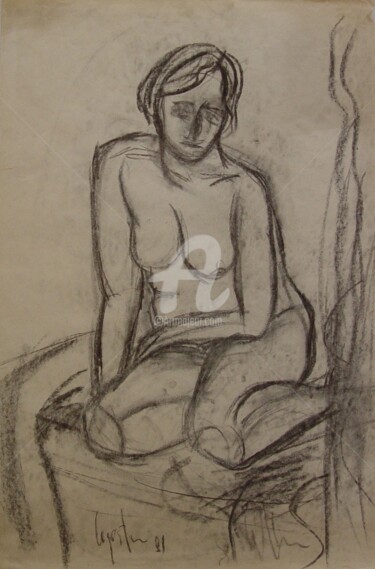 Drawing titled "sissy" by Bruno, Original Artwork, Charcoal