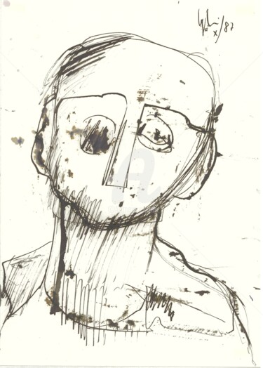Disegno intitolato "tristezza" da Bruno, Opera d'arte originale, Inchiostro