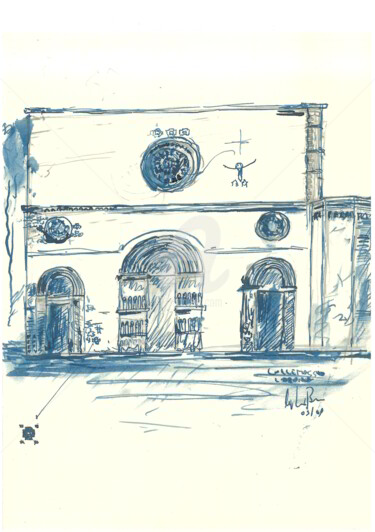 Drawing titled "chiesa di Collemagg…" by Bruno, Original Artwork, Ink