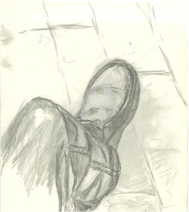 Drawing titled "pensando a sera" by Bruno, Original Artwork, Pencil