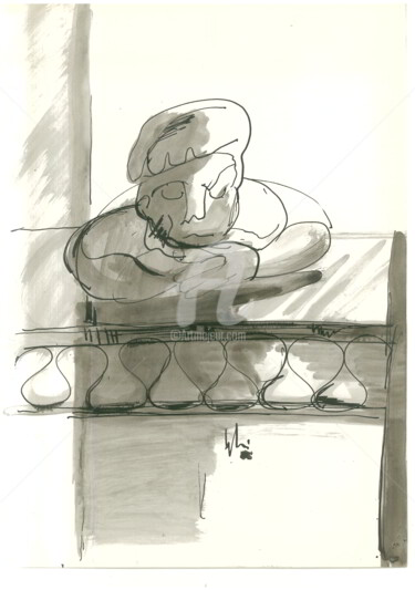 Drawing titled "piccolo-e-triste-ca…" by Bruno, Original Artwork, Ink