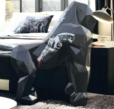 Скульптура под названием "Gorilla Padrino" - Gorillaspopart, Подлинное произведение искусства, Смола
