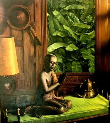 Malerei mit dem Titel "protegeme" von Gorka Gonzalez Crespo, Original-Kunstwerk, Öl Auf Keilrahmen aus Holz montiert