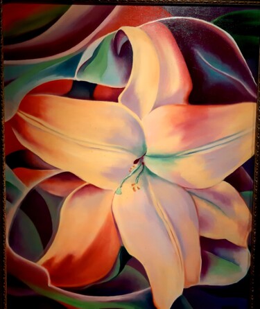 Painting titled "flor de loto" by Gorka Gonzalez Crespo, Original Artwork, Oil