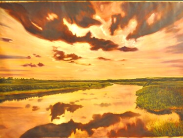 Painting titled "Amanecer" by Gorka Gonzalez Crespo, Original Artwork, Oil Mounted on Wood Stretcher frame