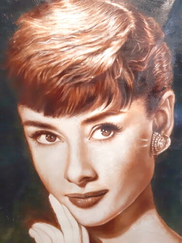 Pittura intitolato "Hepburn" da Gorka Gonzalez Crespo, Opera d'arte originale, Olio Montato su Telaio per barella in legno