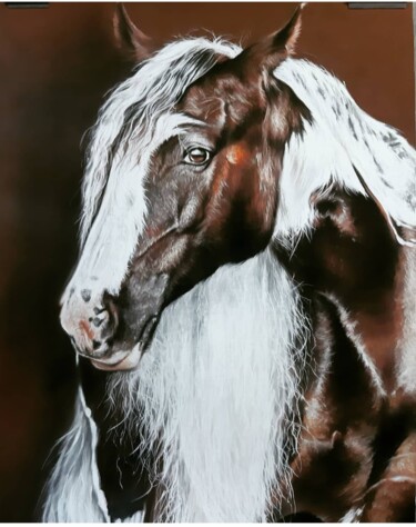 Pintura titulada "pura raza" por Gorka Gonzalez Crespo, Obra de arte original, Pastel Montado en Cartulina