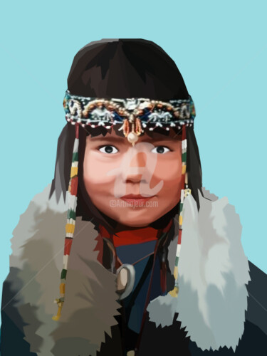 Digital Arts titled "Yakut girl" by Dinimitro, Original Artwork, 2D Digital Work
