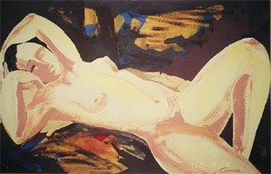 Schilderij getiteld "NUDE" door Gor Hovhannisyan, Origineel Kunstwerk