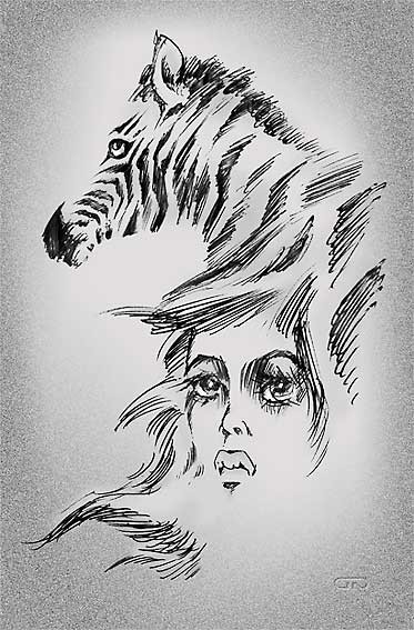 Рисунок под названием "Душа и взгляд зебры." - Goshanik, Подлинное произведение искусства