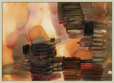 Peinture intitulée "Abstract compositio…" par Gosia Grzesczyk, Œuvre d'art originale, Aquarelle