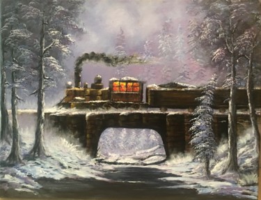 Pittura intitolato "Train to nowhere ?" da Malgorzata Kuraczyk, Opera d'arte originale