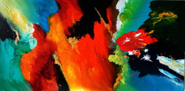 Painting titled "Sinking colors" by Malgorzata Kuraczyk, Original Artwork, Acrylic
