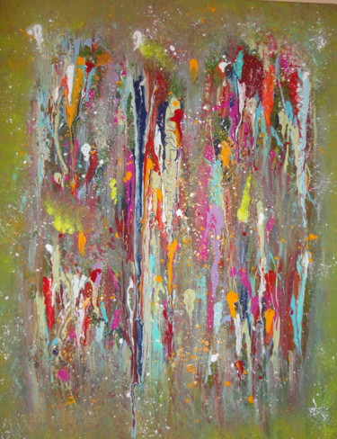 Painting titled "A gold rain" by Malgorzata Kuraczyk, Original Artwork