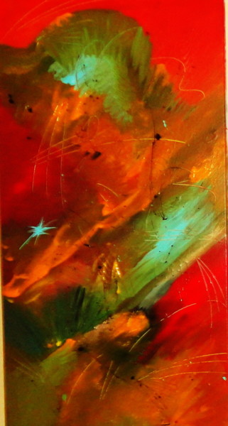 Painting titled "Misty reds" by Malgorzata Kuraczyk, Original Artwork, Acrylic