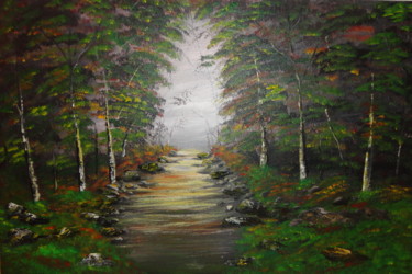 Painting titled "First forest" by Malgorzata Kuraczyk, Original Artwork