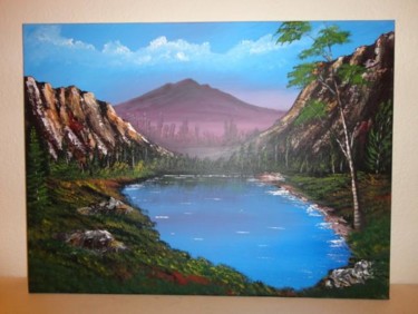 Painting titled "A lake in the mount…" by Malgorzata Kuraczyk, Original Artwork