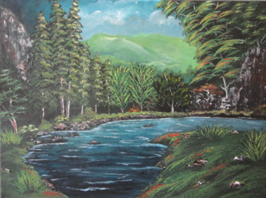 Painting titled "River" by Malgorzata Kuraczyk, Original Artwork