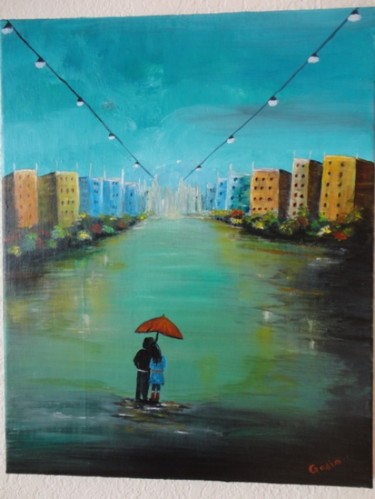 Painting titled "After the rain" by Malgorzata Kuraczyk, Original Artwork, Acrylic