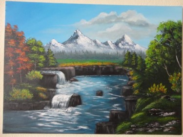 Painting titled "Mountains covered w…" by Malgorzata Kuraczyk, Original Artwork