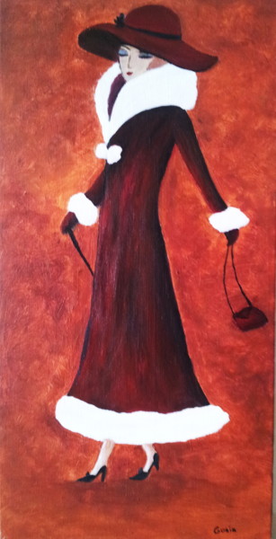 Painting titled "Lady in red" by Malgorzata Kuraczyk, Original Artwork