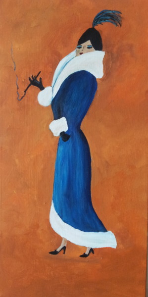 Painting titled "lady in blue" by Malgorzata Kuraczyk, Original Artwork