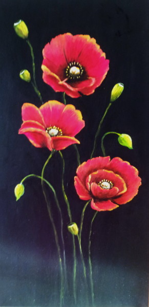 Painting titled "poppy seeds" by Malgorzata Kuraczyk, Original Artwork