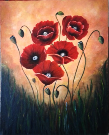 Painting titled "poppy seeds" by Malgorzata Kuraczyk, Original Artwork