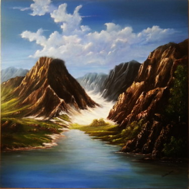 Painting titled "Mountains" by Malgorzata Kuraczyk, Original Artwork
