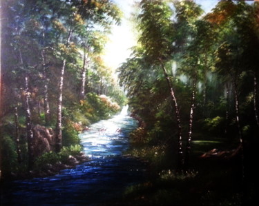 Painting titled "Woods" by Malgorzata Kuraczyk, Original Artwork