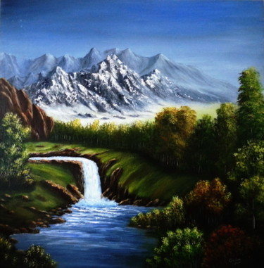 Painting titled "Mountains 2" by Malgorzata Kuraczyk, Original Artwork