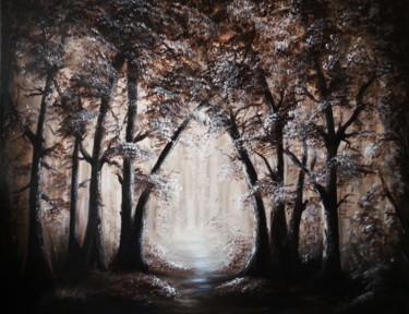 Peinture intitulée "sunrise in the woods" par Malgorzata Kuraczyk, Œuvre d'art originale