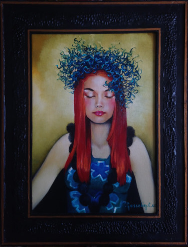 Painting titled ""Les Pompons"" by Catherine Gosselin, Original Artwork, Oil Mounted on Wood Stretcher frame