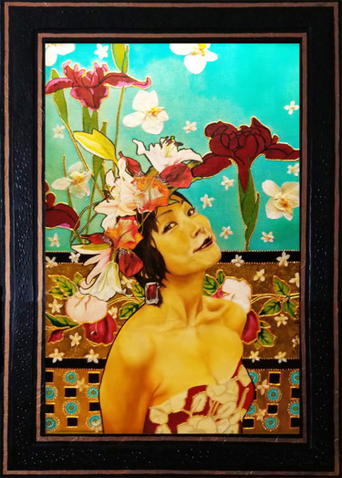 Pintura titulada ""Les Iris"" por Catherine Gosselin, Obra de arte original, Oleo Montado en Bastidor de camilla de madera