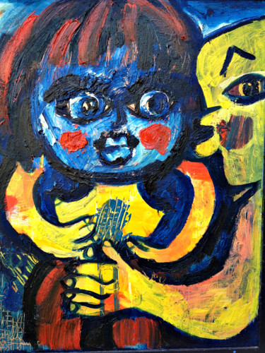 Painting titled "La-petite-chanteuse…" by Isabelle Gotkiewicz, Original Artwork, Oil