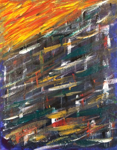 Malerei mit dem Titel "Incendie" von Blangeo, Original-Kunstwerk, Acryl