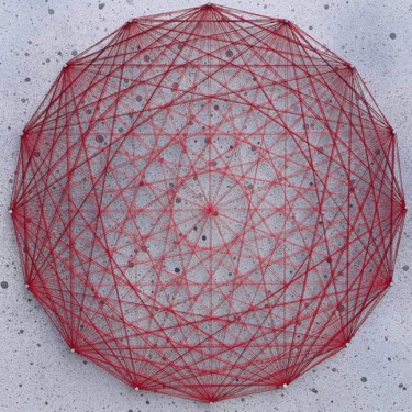 Art textile intitulée "Mandala 2 - String…" par Deux Fils S'Enfilent, Œuvre d'art originale, String Art