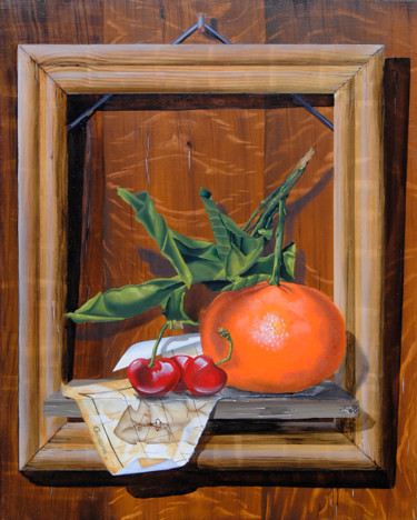 Painting titled "mandarine-au-3-joya…" by Alain Goussens, Original Artwork, Oil