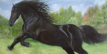 "Black Horse Running" başlıklı Tablo Goutami Mishra tarafından, Orijinal sanat, Petrol