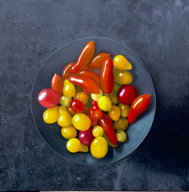 Painting titled "Tomates colorées" by Claudine Picard, Original Artwork, Oil