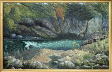 Malerei mit dem Titel "At the Damn bridg |…" von Govoroff Vladimir, Original-Kunstwerk, Öl
