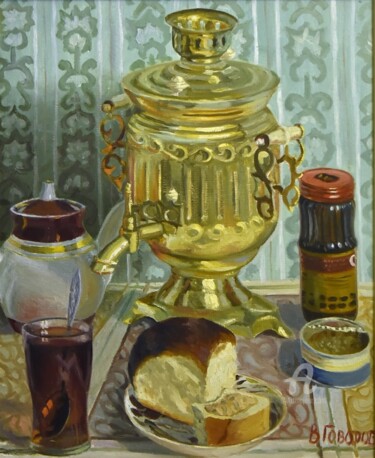 Painting titled "Stil life with samo…" by Govoroff Vladimir, Original Artwork, Oil
