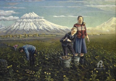 Schilderij getiteld "Help to the village…" door Govoroff Vladimir, Origineel Kunstwerk, Olie