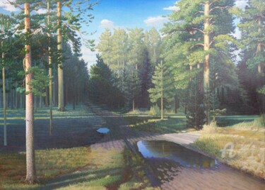 Ζωγραφική με τίτλο "Belt pine forest un…" από Govoroff Vladimir, Αυθεντικά έργα τέχνης, Λάδι