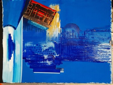 Blue perspective##3 Pittura intitolato "Blue perspective##3" da Giovanni Greco, Opera d'arte originale, Smalto