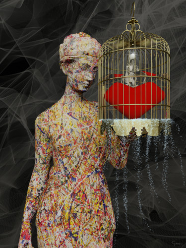 Arte digitale intitolato "In gabbia" da Giuseppe Recchia, Opera d'arte originale, Modellazione 3D