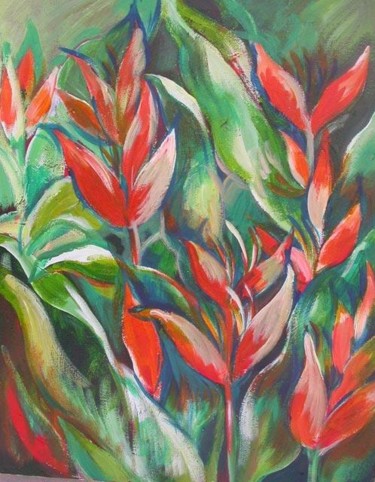 Painting titled "helicornia1" by Grace Choong, Original Artwork